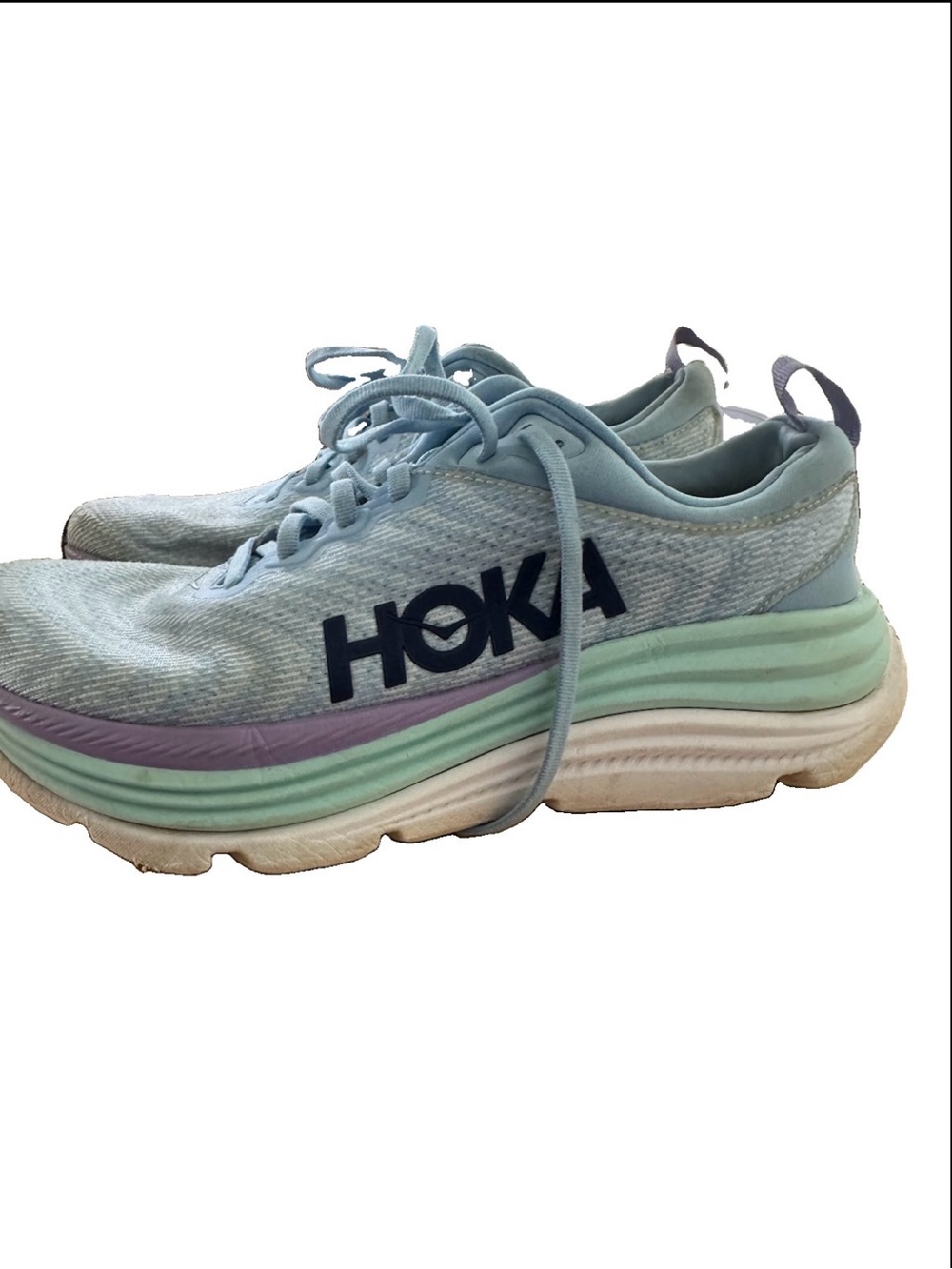 Hoka Women's Pale Blue Running Shoes with Mint and Lavender Accents